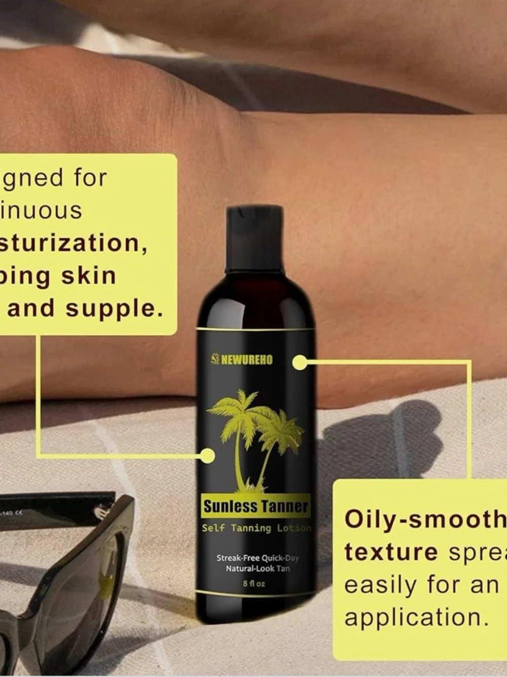 NEWUREHO Sunless Tanner Self Tanning Lotion - Black & Yellow